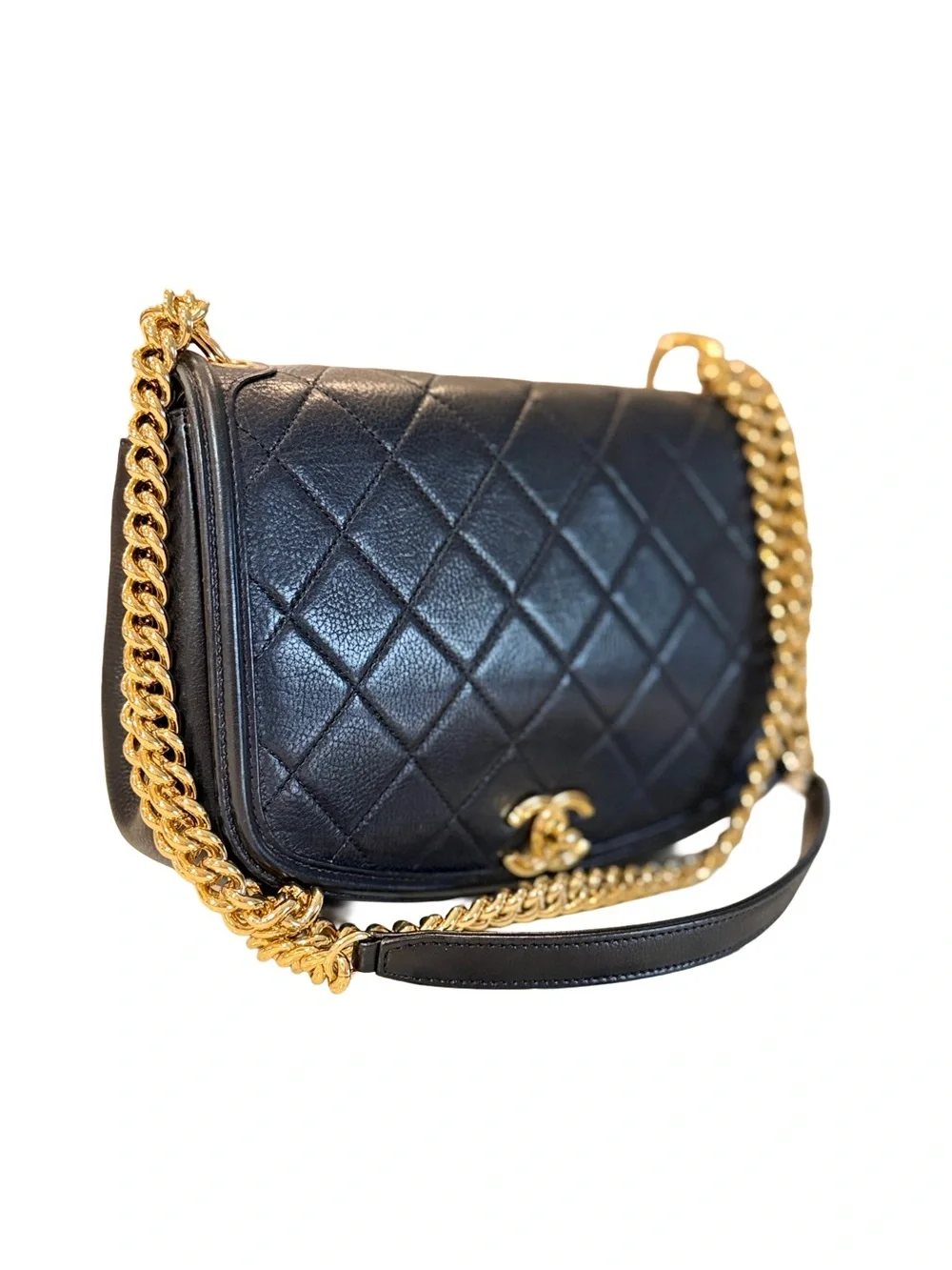 CHANEL Underline Flap Small Black Quilted Calfskin
